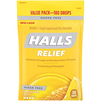 Photo 1 of *EXPIRES June 2022*
HALLS Relief Honey Lemon Sugar Free Cough Drops, Value Pack, 180 Drops (2 bags)
