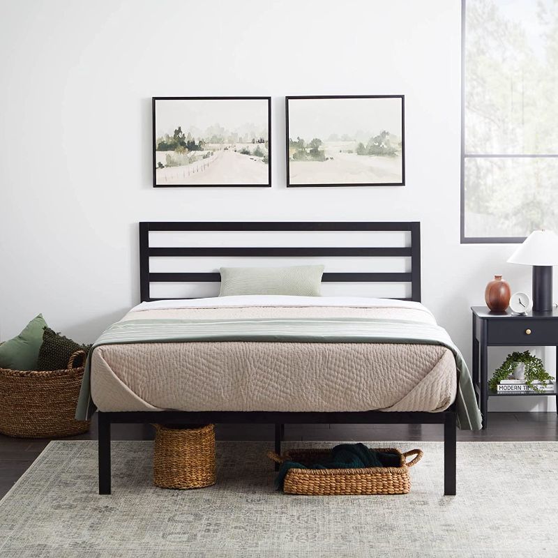 Photo 1 of ***PARTS ONLY*** Edenbrook Cassidy Metal Platform Bed Frame with Metal Headboard - Box Spring Not Required - Wood Slat Support,Black,Queen
