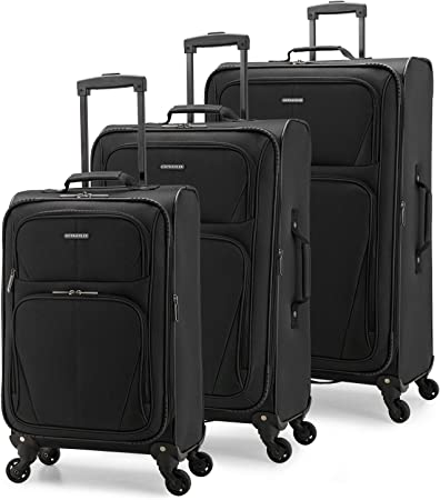 Photo 1 of U.S. Traveler Aviron Bay Expandable Softside Luggage with Spinner Wheels, Black, 3-Piece Set (23/27/31)
