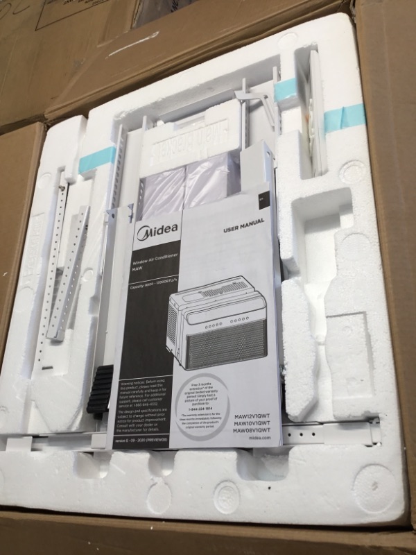 Photo 1 of Midea 8 000 BTU Smart Inverter U-Shaped Window Air Conditioner 35% Energy Savings Extreme Quiet MAW08V1QWT
