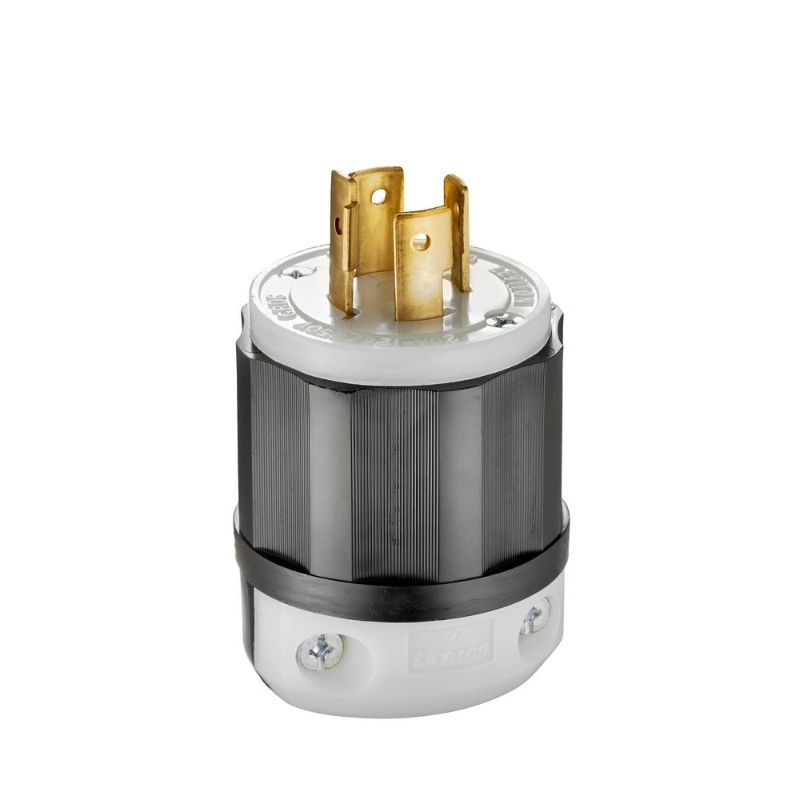 Photo 1 of 20 Amp 125/250-Volt Locking Plug, Black and White
