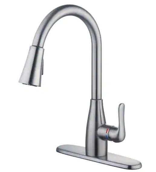 Photo 1 of AMERICAN STANDARD Single-Handle Pull-Down Sprayer Kitchen Faucet in Stainless Steel with TurboSpray and FastMount
