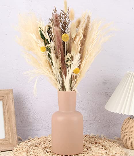 Photo 1 of 2 BOXES OF 35Pcs Natural Dried Pampas Grass, 17" Tall Pompous Grass Dried Flowers Plant Bouquet Branchea Decor with Reed Grass/Oats/Lagurus Ovatus/Forget Me Not/Sun Ball for Boho Farmhouse Rustic Vase Home Décor