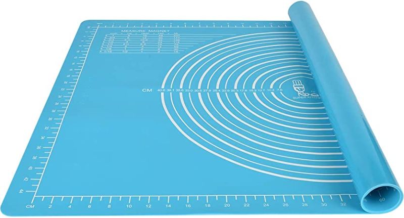 Photo 1 of 2 Non-slip Silicone Pastry Mat Extra Large 28''By 20'' for Non Stick Baking Mats, Table/Countertop Placemats, Dough Rolling Mat, Kneading/Fondant/Pie Crust Mat By SUPER KITCHEN(20×28, Blue)