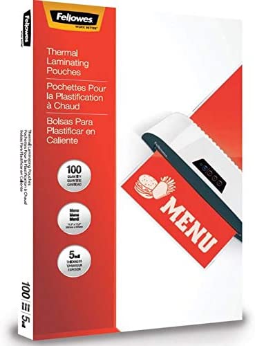 Photo 1 of Fellowes 5746001 Thermal Laminating Pouches MENU 5MIL - 100PK NA
