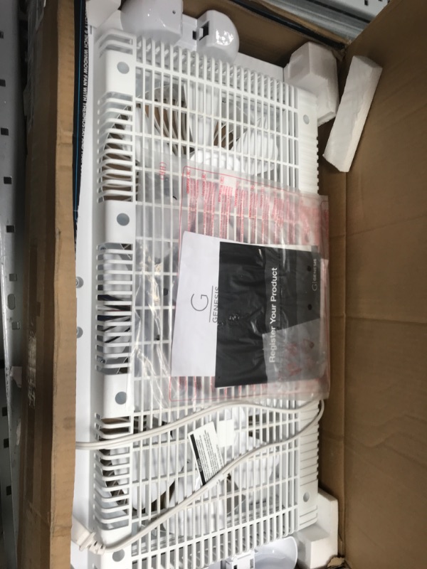 Photo 2 of Genesis Twin Fan High Velocity Reversible AirFlow Fan, LED Indicator Lights Adjustable Thermostat & Max Cool Technology, ETL Certified, White (A1WINDOWFAN)
