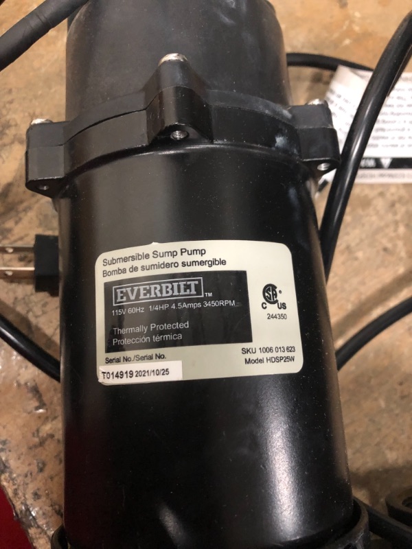 Photo 1 of Everbilt
1/4 HP Aluminum Sump Pump Tether Switch