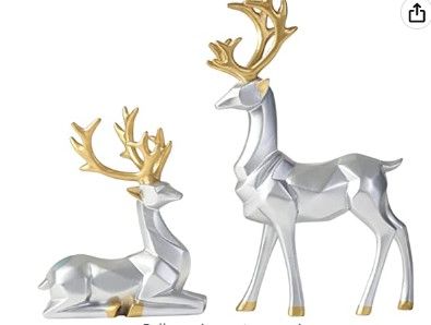 Photo 1 of 2 Pcs Nordic Style Origami Elk, Deer Figurines Reindeer Figurines Elk Shaped Resin Figurine