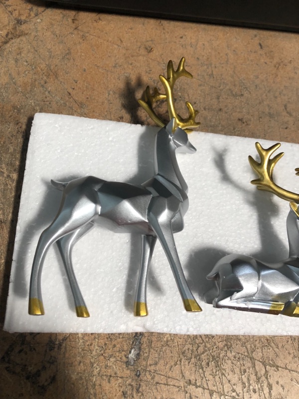 Photo 3 of 2 Pcs Nordic Style Origami Elk, Deer Figurines Reindeer Figurines Elk Shaped Resin Figurine