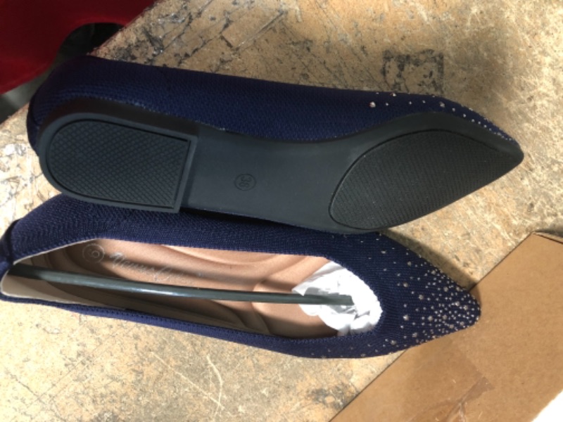 Photo 4 of Venuscelia Women's Dexterous Rhinestones Flat Shoes Blue 8.5