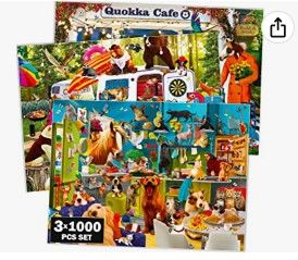 Photo 1 of 1000 Piece Jigsaw Puzzles for Adults - Set of 3 Puzzles for Men and Women by QUOKKA - Funny Animals for Kids Ages 8-12 and Up - Colourful Game with Cats Dogs Pets for Family