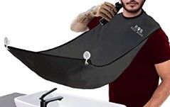 Photo 1 of ROCK BEARD Beard Apron Cape for Men Trimming and Shaving, Waterproof and Non-Stick Beard Clippings Catcher Bib with 4 Suction Cups