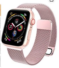 Photo 1 of Bundle of 5 
EPULY Compatible with Apple Watch Band 45mm 44mm 42mm 41mm 40mm 38mm,Stainless Steel Men and Women Mesh Strap Replacement Band for iWatch Series 7 SE 6 5 4 3 2 1 Rose Gold 