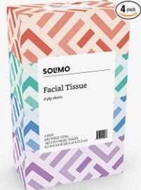 Photo 1 of Amazon Brand - Solimo Facial Tissues (4 Flat Boxes), 160 Tissues per Box (640 Tissues Total