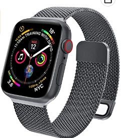 Photo 1 of Bundle of 3 
EPULY Compatible with Apple Watch Band 45mm 44mm 42mm 41mm 40mm 38mm,Stainless Steel Men and Women Mesh Strap Replacement Band for iWatch Series 7 SE 6 5 4 3 2 1. Black 