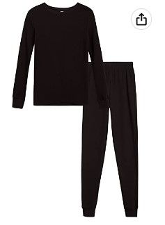 Photo 1 of Bundle of 2 
Only Boys’ Thermal Underwear Set – 2 Piece Waffle Knit Top and Long Johns 3T Black and Grey 