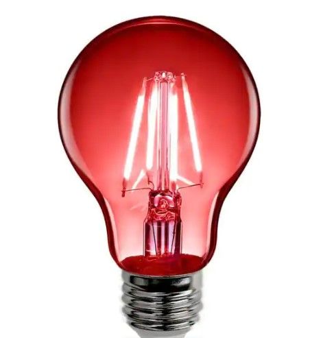 Photo 1 of ** SETS OF 6 **
25-Watt Equivalent A19 Medium E26 Base Dimmable Filament LED Light Bulb Red Colored Clear Glass (1-Bulb)
