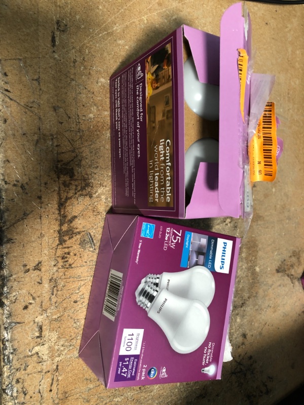 Photo 2 of ** SETS OF 2 **
75-Watt Equivalent A19 Dimmable Energy Saving LED Light Bulb Daylight (5000K) (2-Pack)
