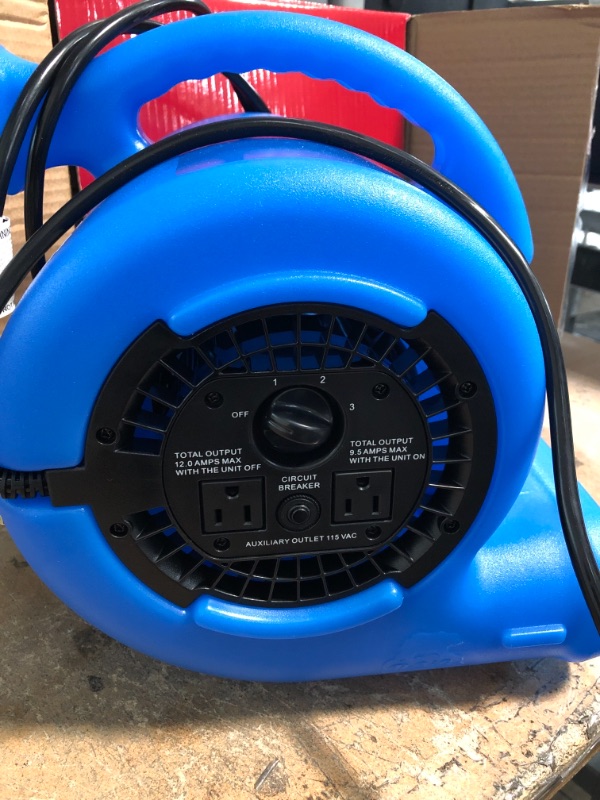 Photo 3 of 1/4 HP Air Mover Blower Fan for Water Damage Restoration Carpet Dryer Floor Home and Plumbing Use in Blue
