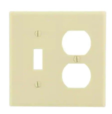 Photo 1 of ** SETS OF 25 **
2-Gang 1-Toggle 1-Duplex Combination Wall Plate, Ivory
