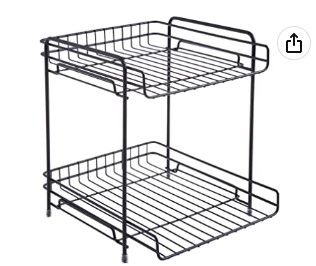 Photo 1 of 2 Tier Cabinet Organizer, Lainrrew Stackable Under Sink Organizer Mesh Basket Under the Sink Storage Organizer Shelves Rack for Home, Kitchen, Bathroom, Countertop (Black)
