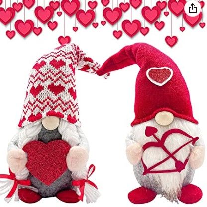 Photo 1 of (X3) Valentines Day Gnomes, 2-Pack Valentines Gnomes, Gnomes Plush Swedish Handmade Gnomes for Valentines Gift/ Decoration - Scandinavian Decorations for Table, Bedroom, Living Room, Mantle
