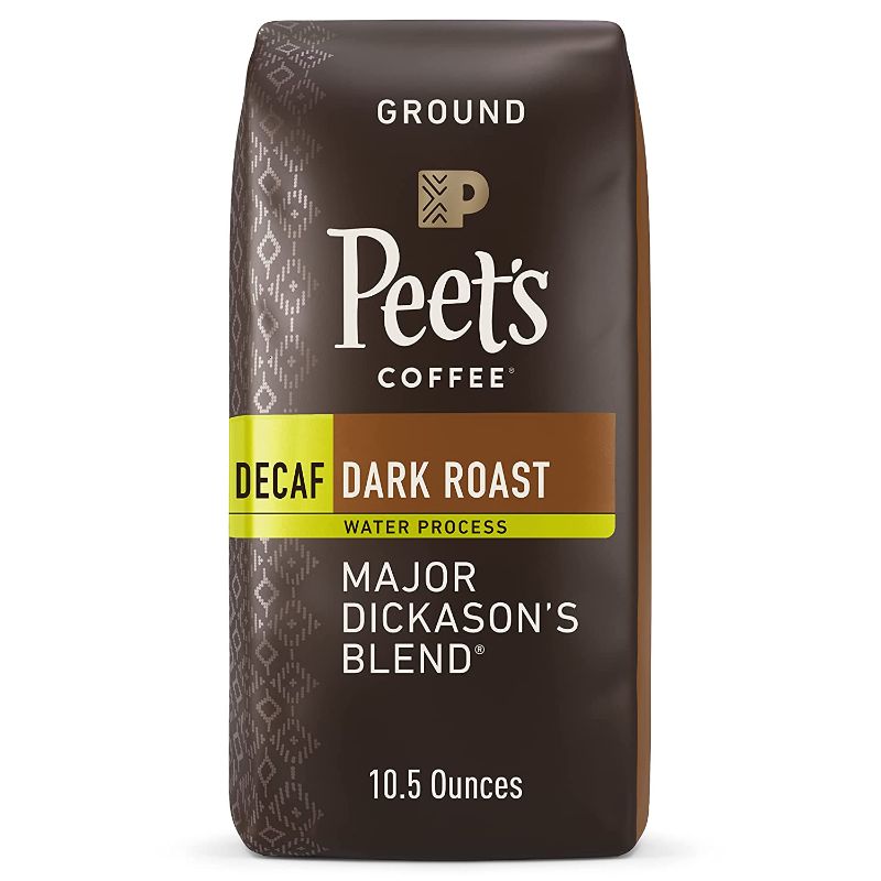 Photo 1 of 2 PACK* FRESHEST BY 07/10/2022
Peet's Coffee, Dark Roast Decaffeinated Ground Coffee - Decaf Major Dickason's Blend 10.5 Ounce Bag, Packaging May Vary
