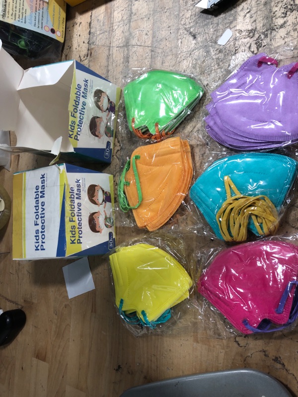 Photo 1 of 2 pack - Rasav Face Mask for Kids 30 Pack,4-Layer Kids Disposable Multicolor Face Masks Breathable with Elastic Earloop for Children,Multicolor Protective Kid Masks for Boys Girls