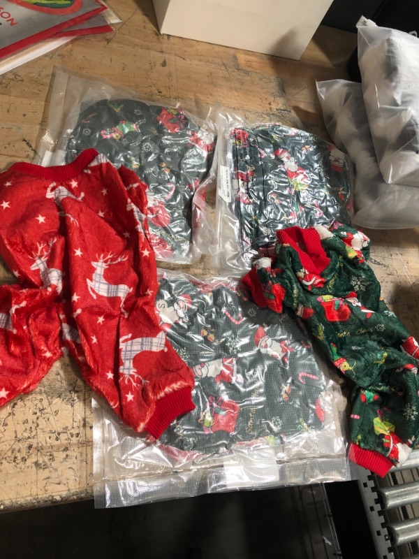 Photo 1 of 2 Pieces Christmas Dog Pajamas Xmas Shirt Pet Warm Sleeping Clothes Christmas Dog Pajamas Shirts for Home Wearing Holiday Party Decorations