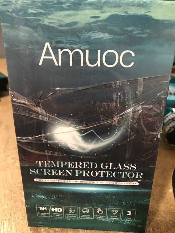 Photo 2 of  2  Amuoc 3 Pk Tempered Glass Screen Protector for iPhone 13/ iPhone 13 Pro
