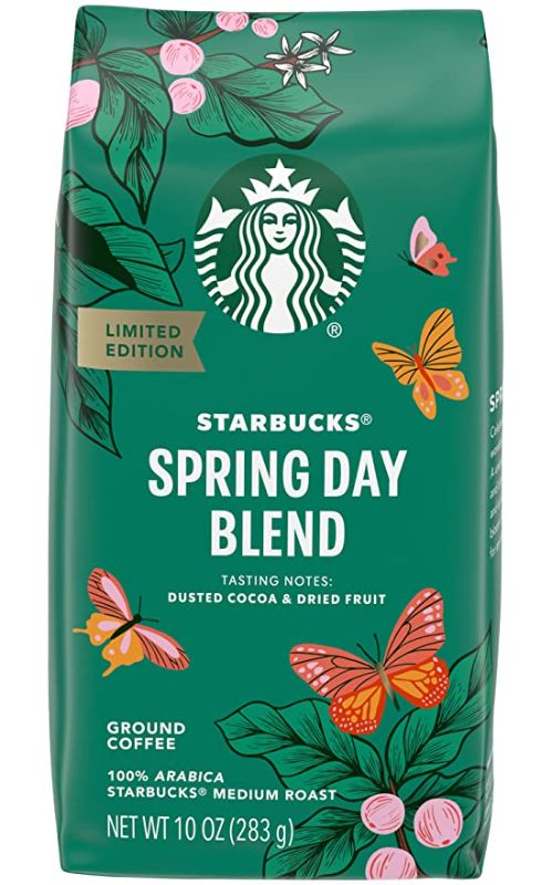 Photo 1 of ( 2 )  Starbucks Limited Edition Ground Coffee, Spring Day Blend, 100% Arabica Medium Roast Ground Coffee with FlavorLock Packaging, 10 oz Bag 
**Best Before**  06/30/2022   ***No Returns or Refunds***