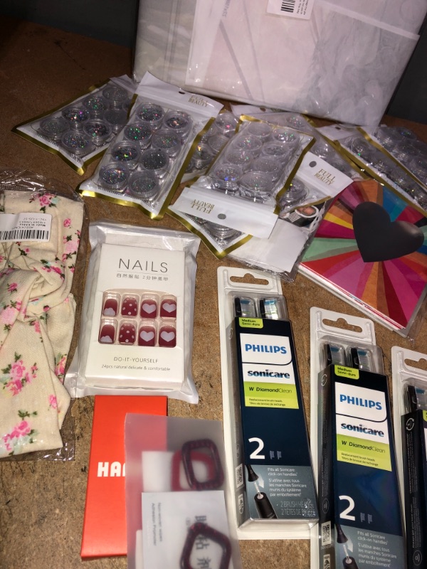 Photo 3 of *bundle of mixed items-nails, glitter for nails, homemade stickers, thankyou business cards, toothbrush, watch accessories, headband, and more.