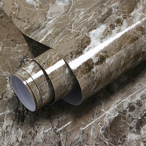 Photo 1 of 15.7"x78.8" Marble Contact Paper Brown Peel and Stick Wallpaper Self Adhesive Removable Marble Contact Paper Countertops Contact Paper for Kitchen Bathroom Cabinet Furniture Waterproof Wallpaper 5 packs.
