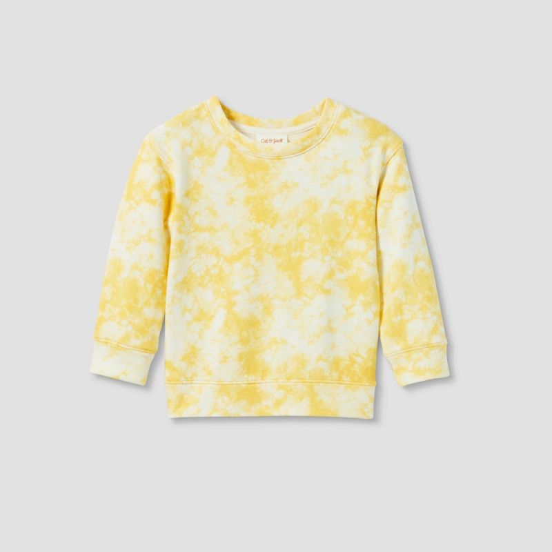 Photo 1 of 12PCKS Toddler Drop Shoulder Crewneck Sweatshirt - Cat & Jack™ Yellow // SIZE 5T
 