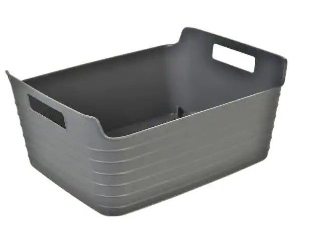 Photo 1 of 
6.3 in. H x 11.4 in. W x 14.6 in. D Gray Plastic Cube Storage Bin GREY 3 PACK