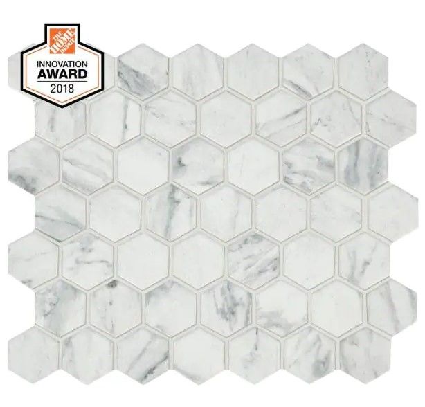 Photo 1 of 
Carrara 10 in. x 12 in. x 6.35 mm Ceramic Hexagon Mosaic Floor and Wall Tile (0.81 sq. ft./Each)
