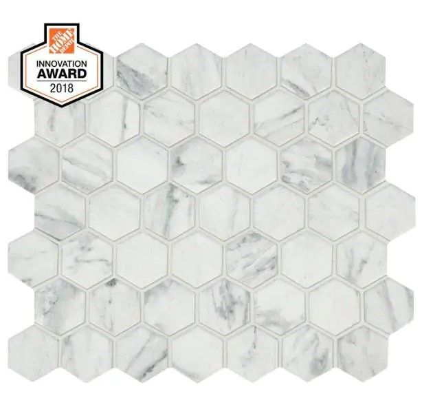 Photo 1 of 
Carrara 10 in. x 12 in. x 6.35 mm Ceramic Hexagon Mosaic Floor and Wall Tile (0.81 sq. ft./Each) - 12 PACK