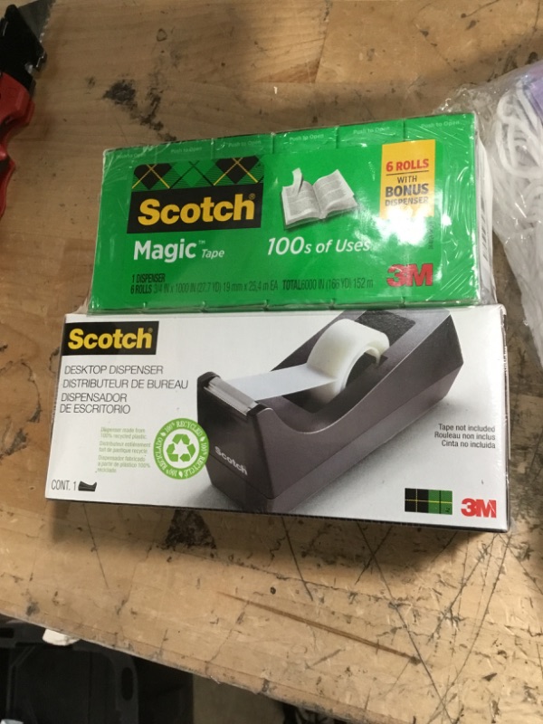 Photo 2 of Scotch Desktop Tape Dispenser, Black Two-Tone W/ 6 PACKS