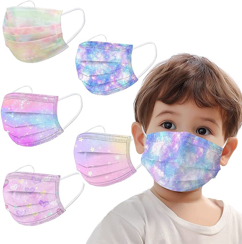 Photo 1 of Colorful Kids Disposable Face Mask Childrens 5Ply Protective Breathable Kids Face Mask Boys Girls Outdoor School 100pcs - 2 PACK
