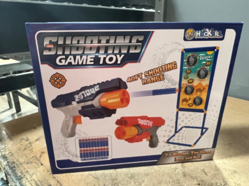 Photo 2 of Hockvill Shooting Game Toys for 5 6 7 8 9 10+Years Old Boys & Girls, 2 Foam Dart Toy Guns and Dinosaur Shooting Practice Target, Indoor Outdoor Activity Game for Kids
