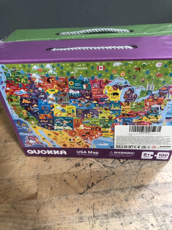 Photo 2 of 100 Pieces Floor Puzzles for Kids Ages 3-5 – 2 Jigsaw Toddler Puzzles 4-8 Years Old by Quokka – Games for Learning USA Map and National Park - Gift United States Toy to Boy and Girl Age 6-8-10
