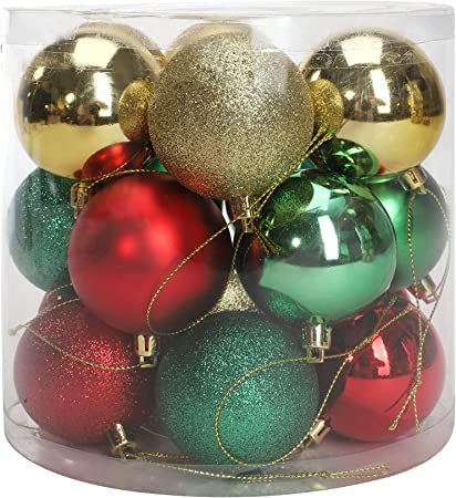 Photo 1 of 2 BOXES OF DN DECONATION Christmas Ball Ornaments, Multicolor Shatterproof Decorative Hanging Balls Set of 18 for Xmas Tree Decoration, for Holiday, Halloween, Wedding Party Gift (Red, Green, Gold)