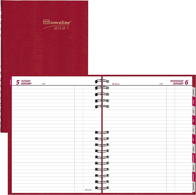 Photo 1 of Brownline 2021 CoilPro Daily Planner, Hard Cover, Bright Red, 10.125 x 7.875 inches (C550C.Red-21)