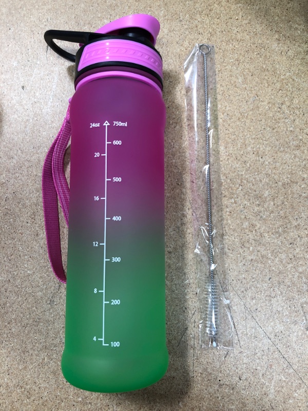 Photo 1 of 2- PASER 24 oz Motivational Water Bottle with Time to Drink, Removable Straw & Time Marker, Tritan BPA-Free, Flip Lid Fast Flow & Leak Proof Water Jug for School, Office, Fitness, Outdoor Sports…