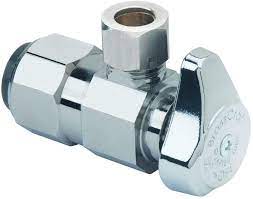 Photo 1 of 2- 1/2 in. Push Connect Inlet x 3/8 in. Compression Outlet 1/4-Turn Angle Valve