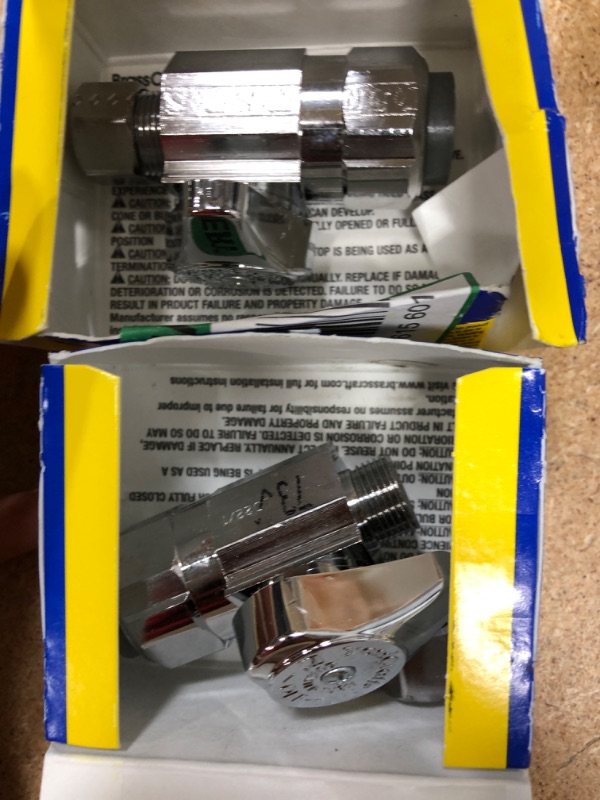 Photo 1 of 2- 1/2 in. Push Connect Inlet x 3/8 in. Compression Outlet 1/4-Turn Angle Valve
