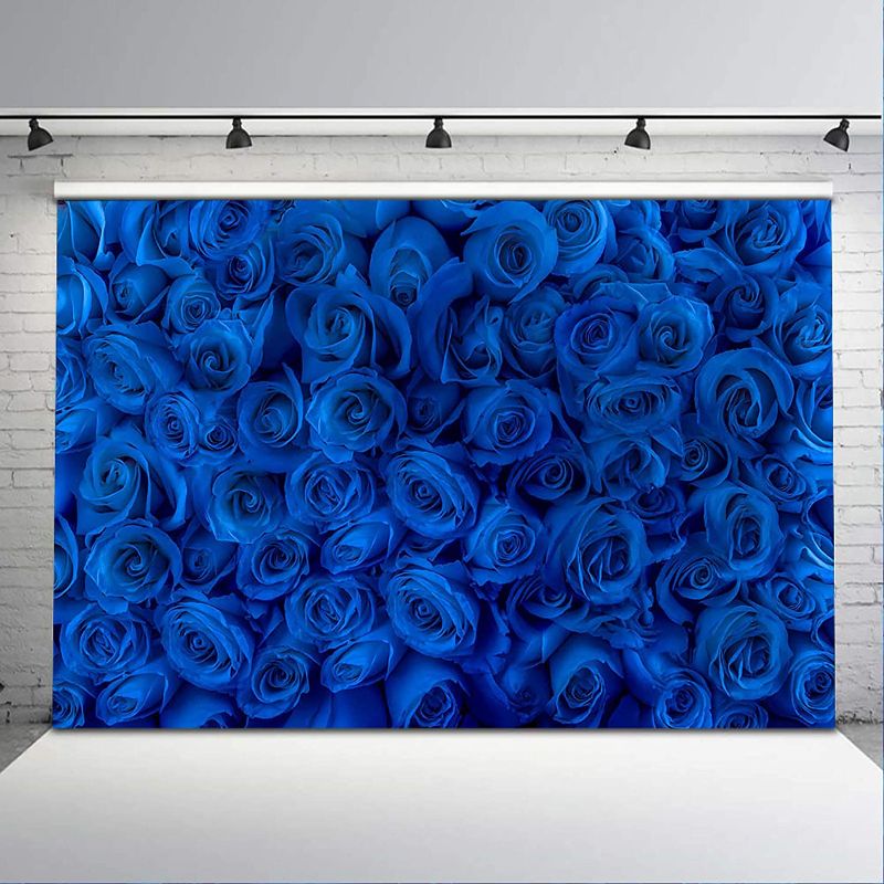 Photo 1 of Avezano Blue Rose Flower Backdrop Royal Blue Rose Floral Birthday Bridal Shower Miss to Mrs Wedding Party Background Decorations Portraits Photo Studio Props (7x5)
