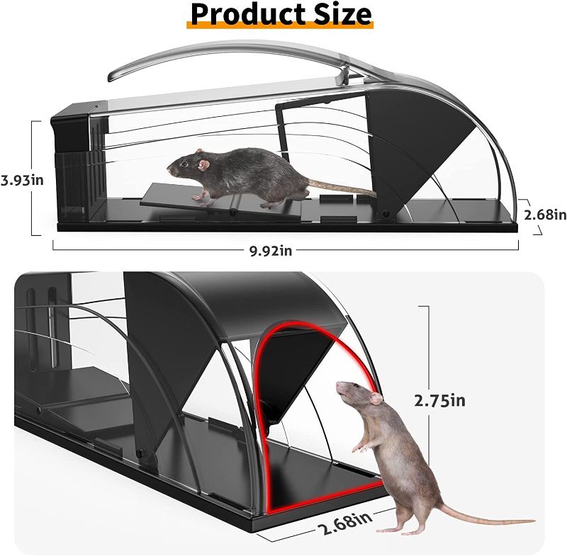 Photo 1 of 2-Humane Mouse Trap No Kill,Catch and Release Indoor/Outdoor Mouse Traps for Small Rodent That Work,Easy to Set,Mouse Catcher Quick Effective Reusable and Safe for Families (1PCS)
