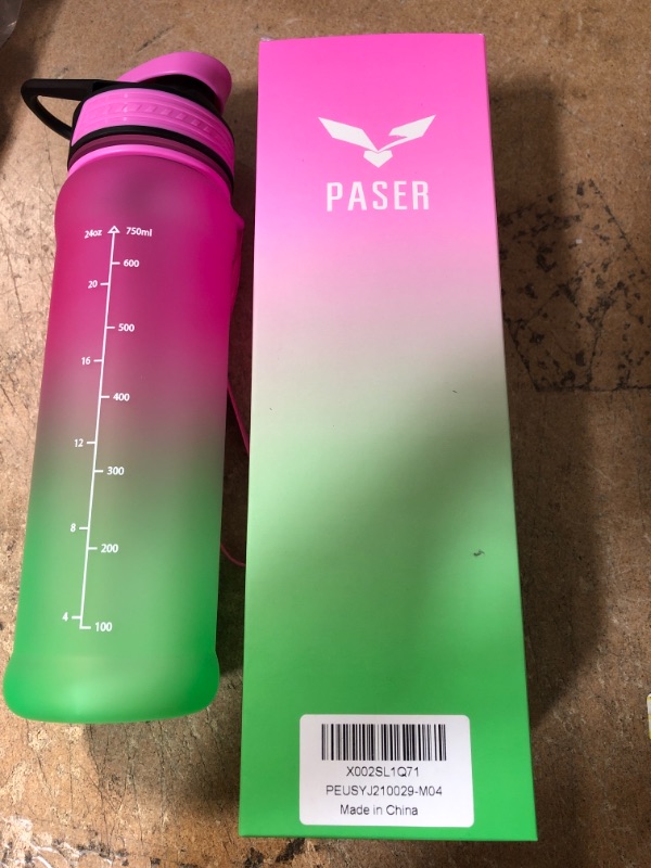 Photo 2 of 2- PASER 24/32 oz Motivational Water Bottle with Time to Drink, Removable Straw & Time Marker, Tritan BPA-Free, Flip Lid Fast Flow & Leak Proof Water Jug for School, Office, Fitness, Outdoor Sports