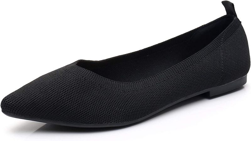 Photo 1 of VenusCelia Women's Agile Knit Flat Shoe ( 6 W US,Black with rhinestones)